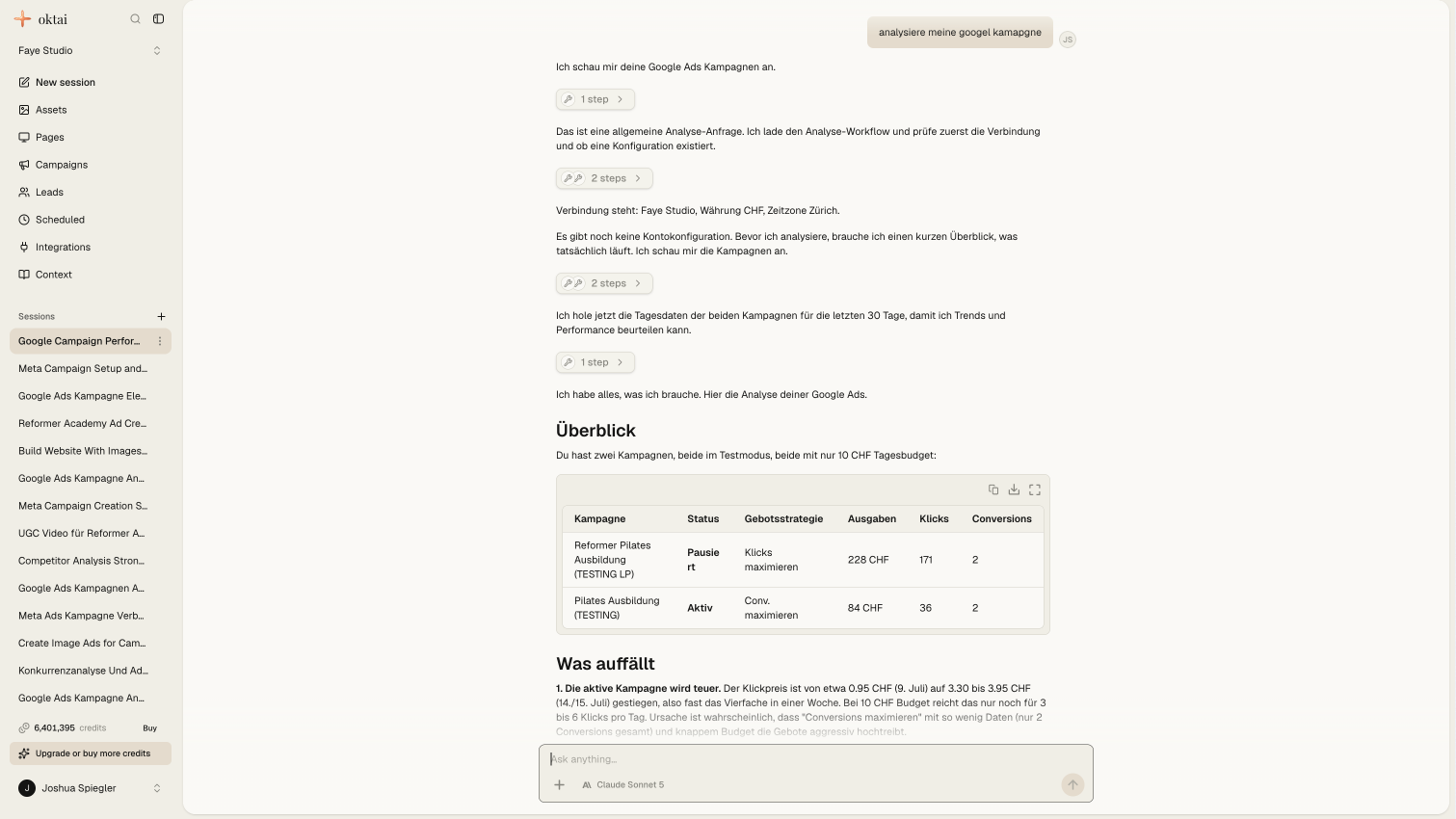 oktai Meta Ads dashboard